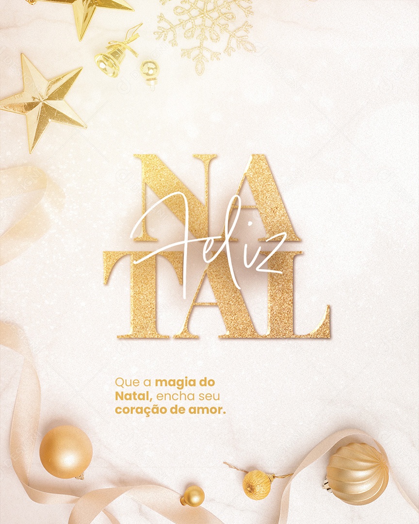 Que a Magia do Natal Encha seu Coração de Amor. Feliz Natal Social Media PSD Editável