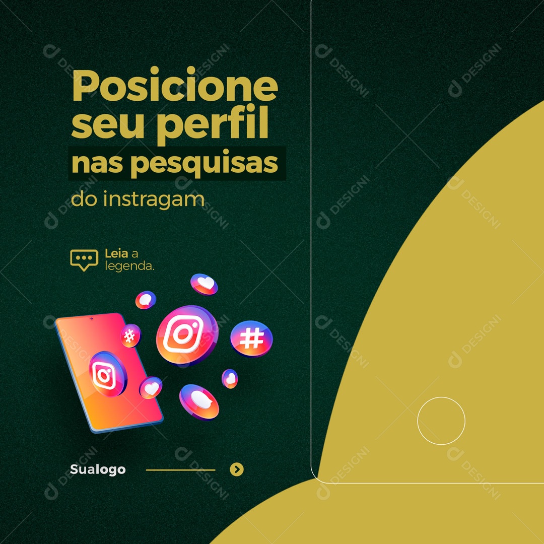 Posicione seu Perfil nas Pesquisas do Instagram Marketing Digital? Social Media PSD Editável