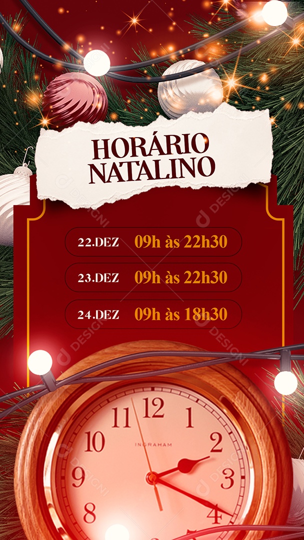 Story Horário Natalino Feliz Natal Social Media PSD Editável