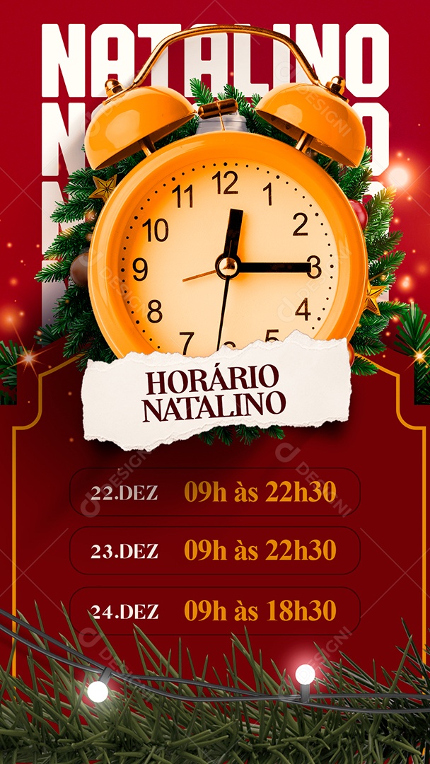 Story Horário Natalino Feliz Natal Social Media PSD Editável