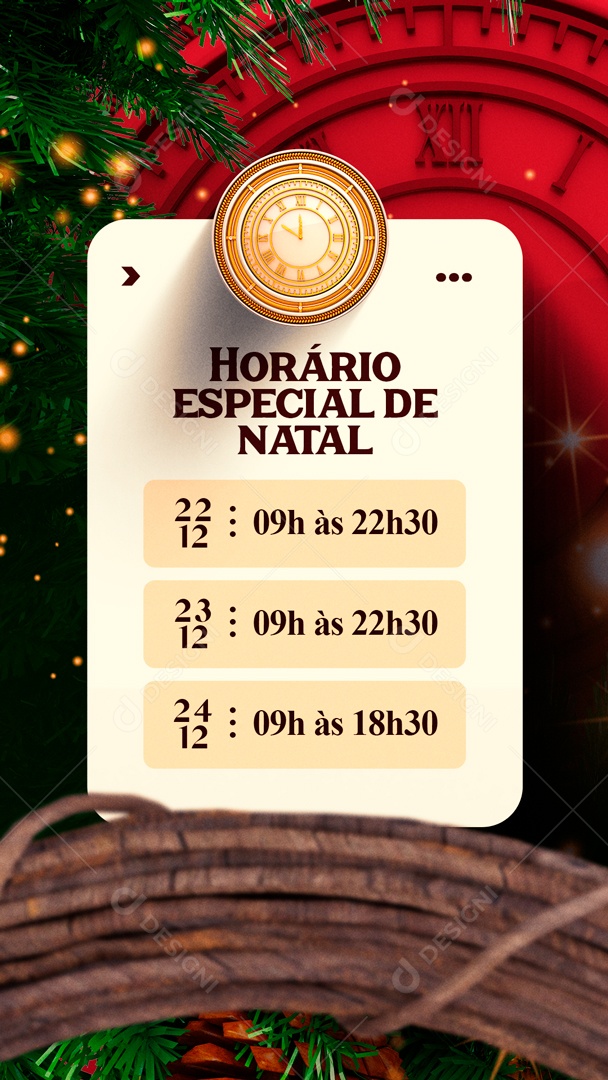 Story Horário Especial de Natal Social Media PSD Editável