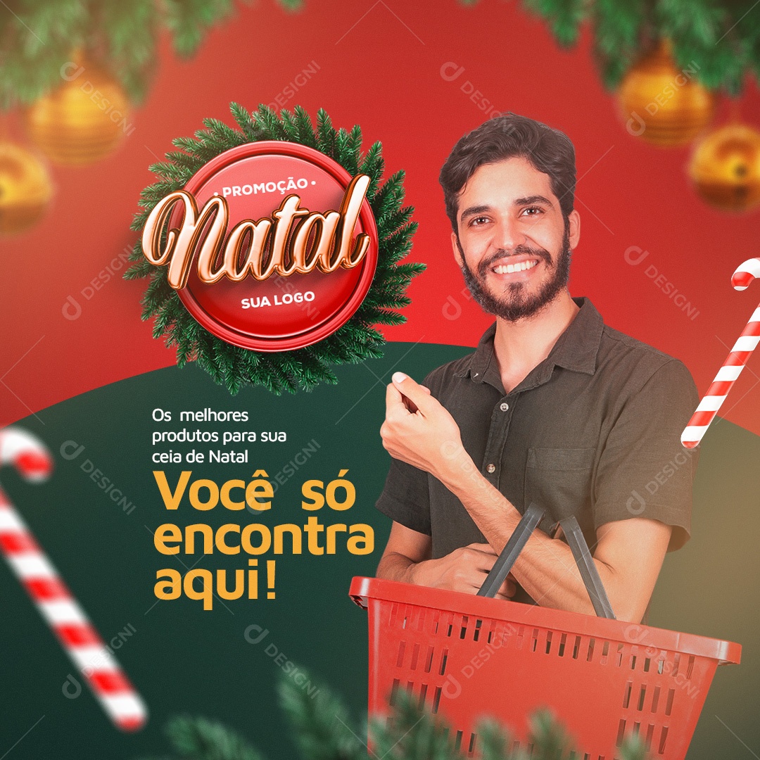 Os Melhores Produtos Para Sua Ceia de Natal Promoção de Natal Social Media PSD Editável