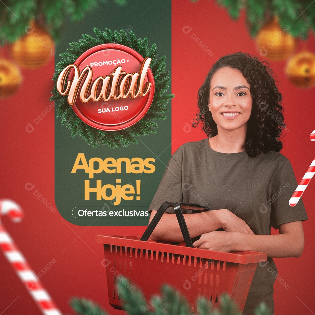 Apenas Hoje Ofertas Exclusivas Promoção de Natal Social Media PSD Editável