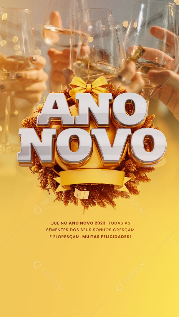 Feliz Ano Novo 2023 Story Social Media PSD Editável