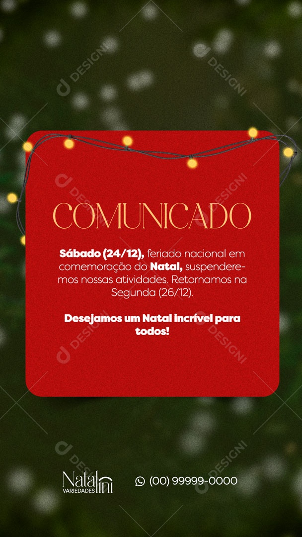 Comunicado Importante de Natal Social Media PSD Editável