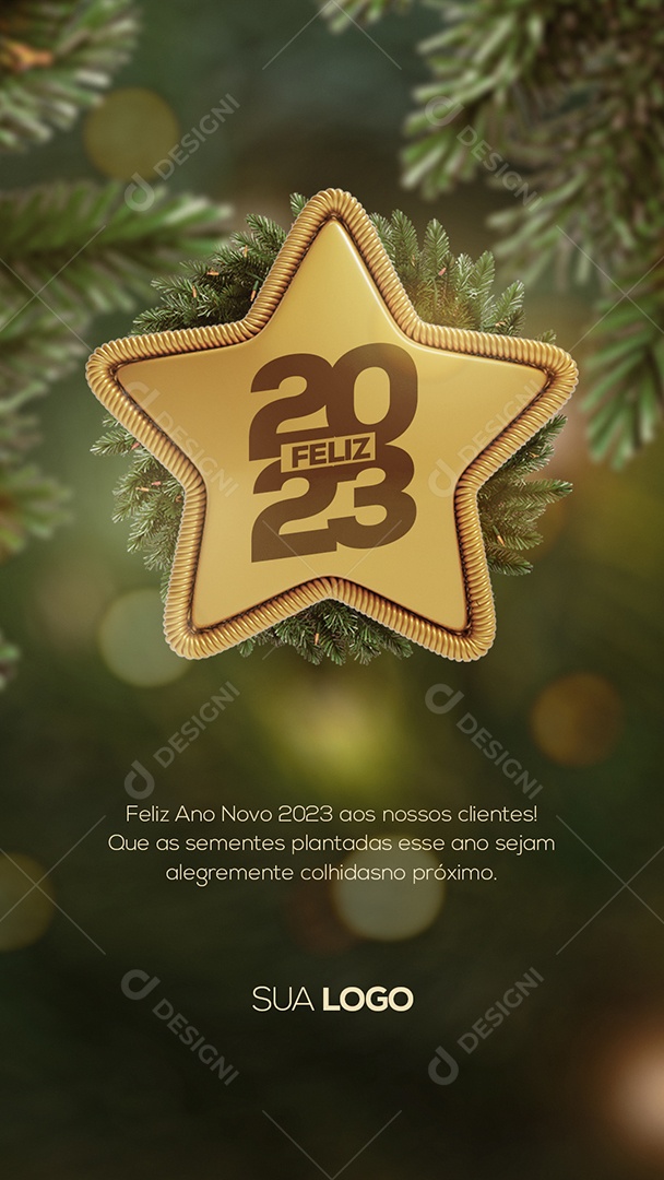 Feliz Ano Novo 2023 Story Social Media PSD Editável