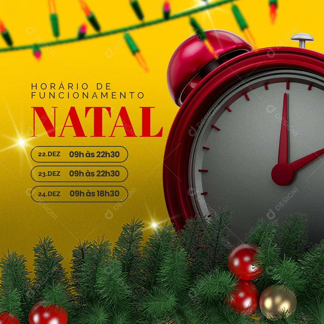 Horário de Funcionamento Feliz Natal Social Media PSD Editável