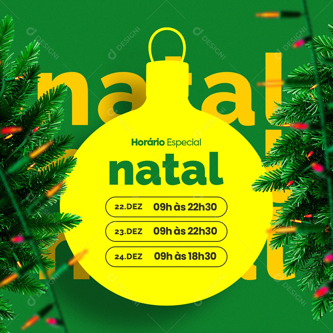 Horário Especial de Natal Feliz Natal Social Media PSD Editável