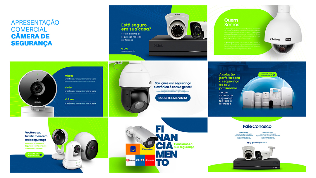 Commercial Presentation Security Cameras Editable PSD