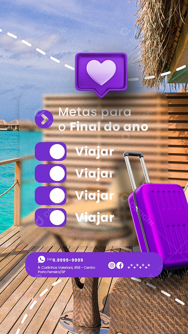 Story Metas para o Final de Ano Viajar Agência de Turismo Social Media PSD Editável