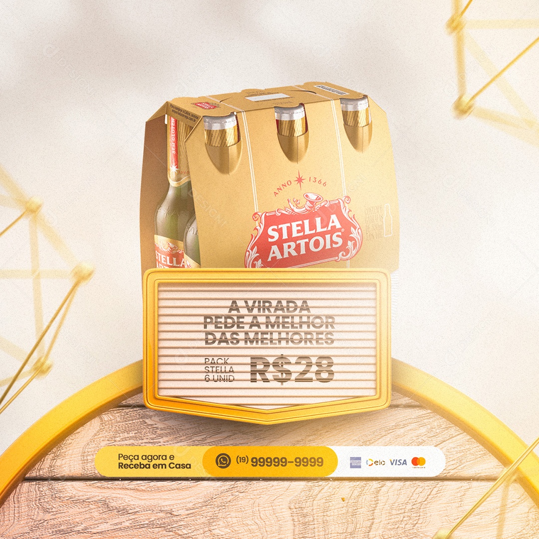 A Virada Pede a Melhor das Melhores Stella Artois Ano Novo Cervejaria Social Media PSD Editável