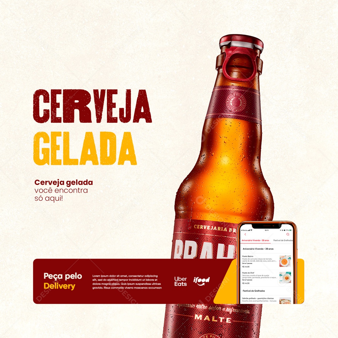 Cerveja Brahma Duplo Malte Distribuidora de Bebidas Social Media PSD Editável