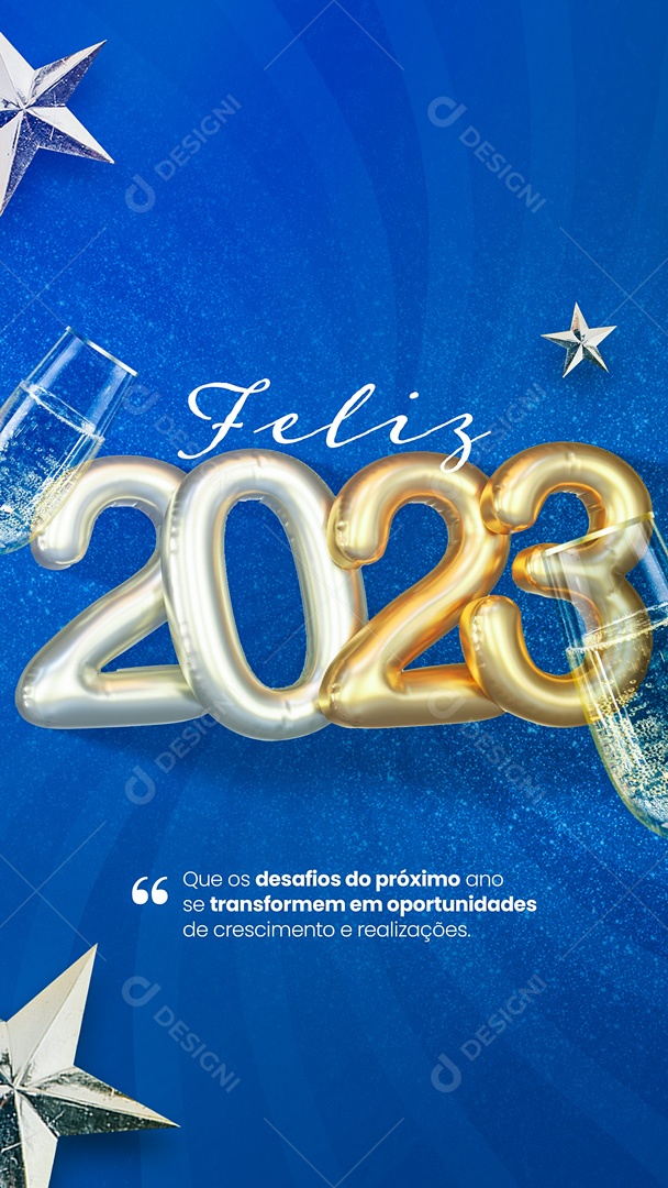 Feliz Ano Novo 2023 Story Social Media PSD Editável