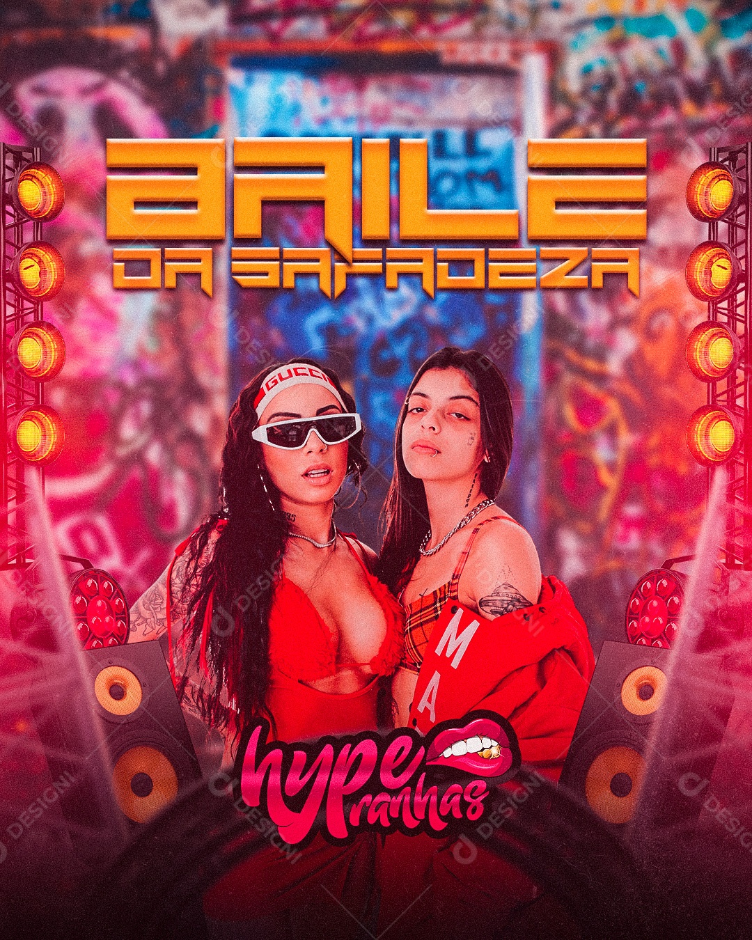 Flyer Baile da Safadeza Hyperanhas Social Media PSD Editável