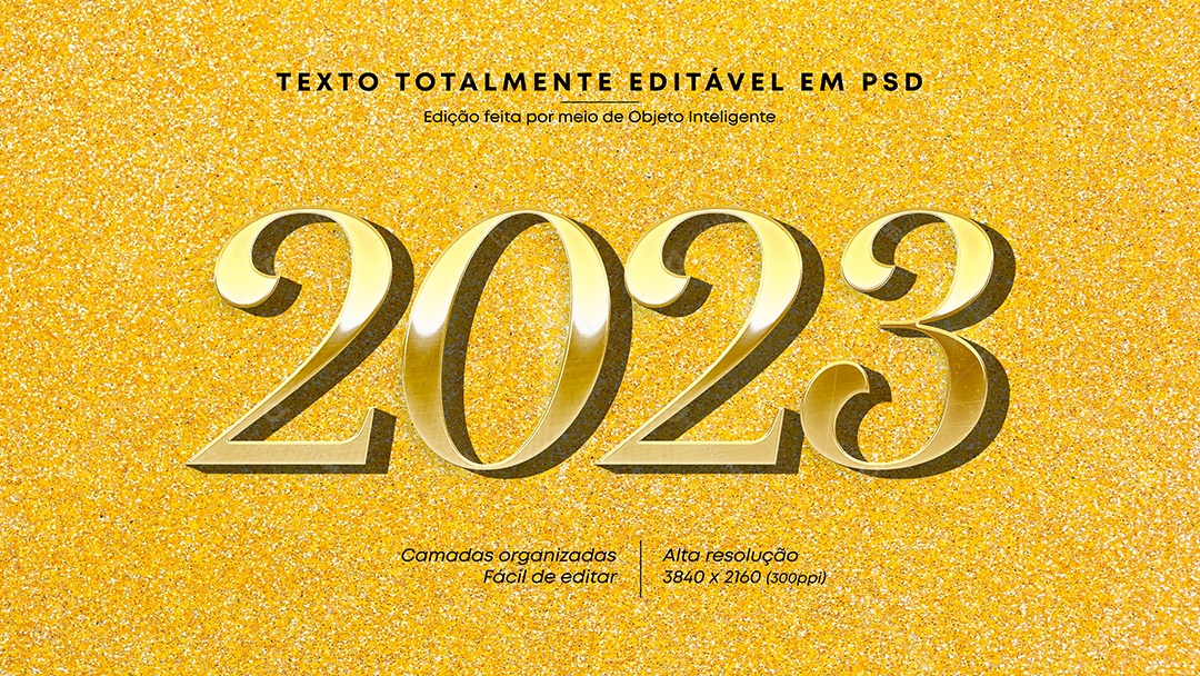 Efeito de Texto 3D 2023 PSD Editável