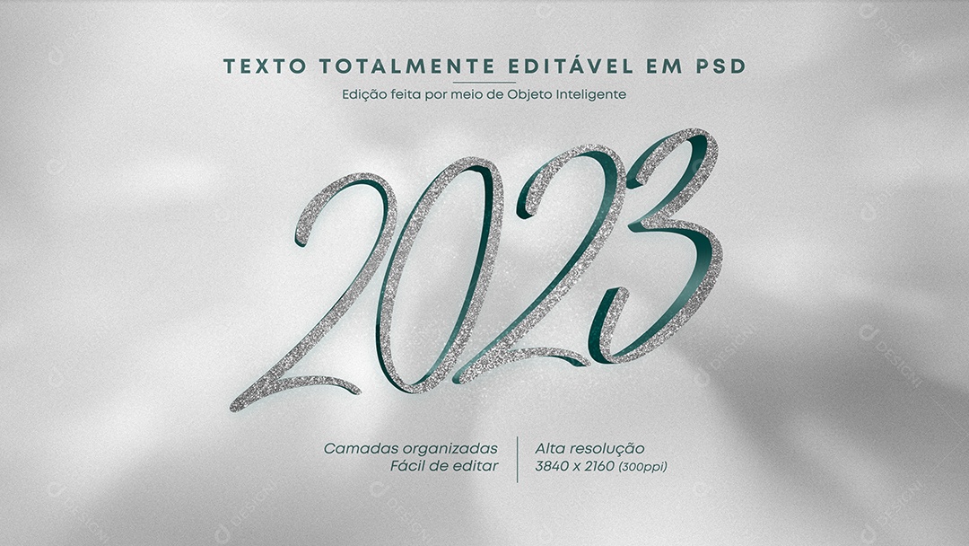 Efeito de Texto 3D 2023 PSD Editável