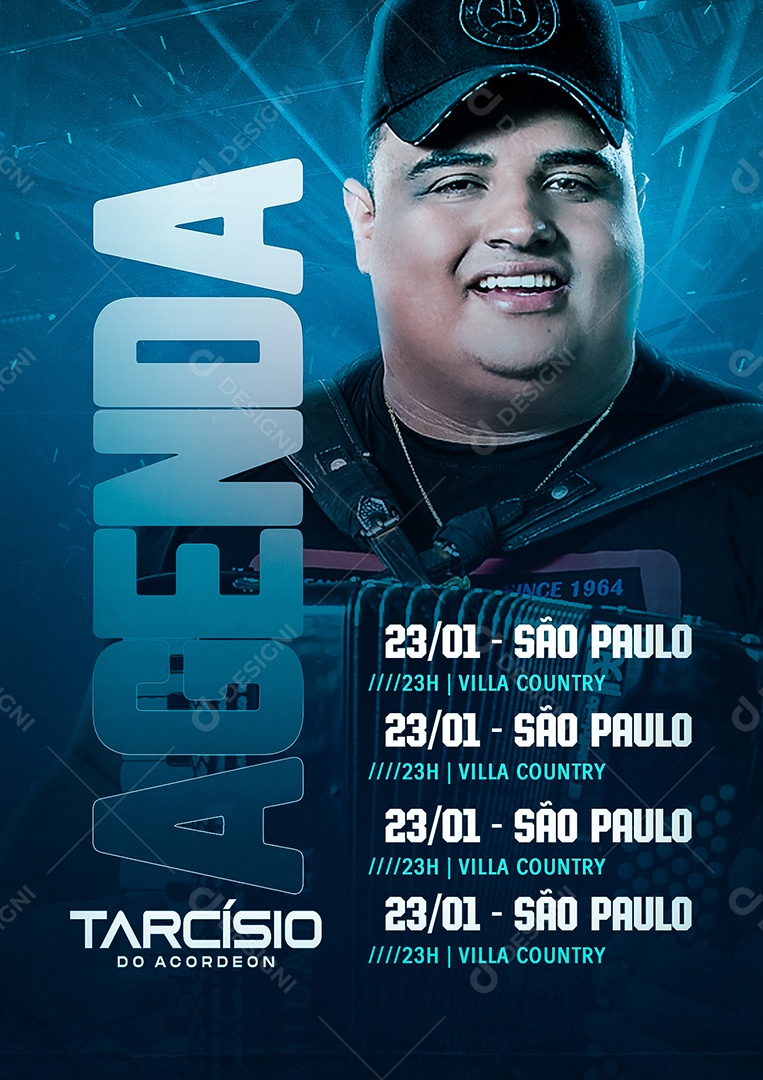 Agenda Tarcísio do Acordeon Flyer Social Media PSD Editável