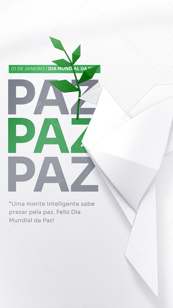 Story Uma Mente Inteligente sabe Prezar pela Paz Dia Mundial da Paz Social Media PSD Editável