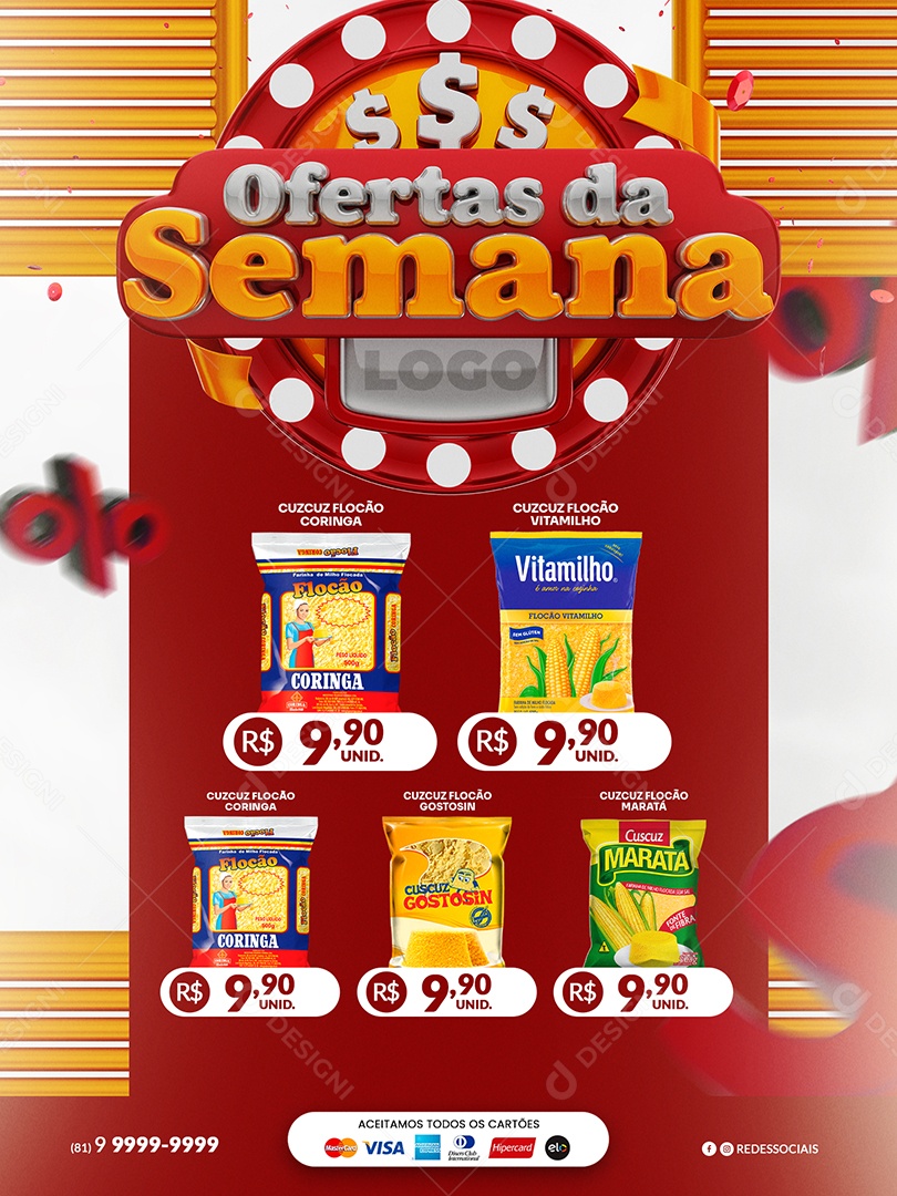 Social Media Encarte de Supermercado Ofertas da Semana PSD Editável