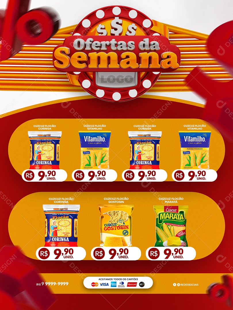 Encarte de Supermercado Ofertas da Semana Social Media PSD Editável