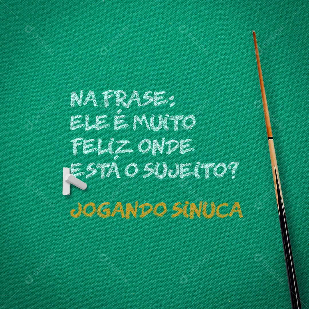 Na Frase: Ele é Muito Feliz Onde Está o Sujeito? Jogando Sinuca no Bar Social Media PSD Editável