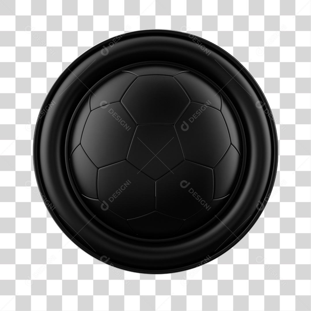 Elemento 3D Para Composição Bola no Meio de Circulo Preto PNG Transparente