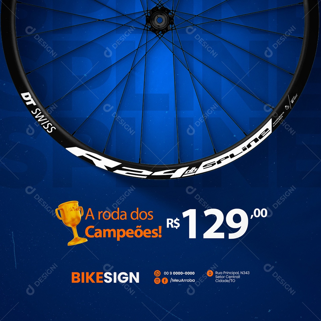 A Roda dos Campeões Bicicletaria Social Media PSD Editável