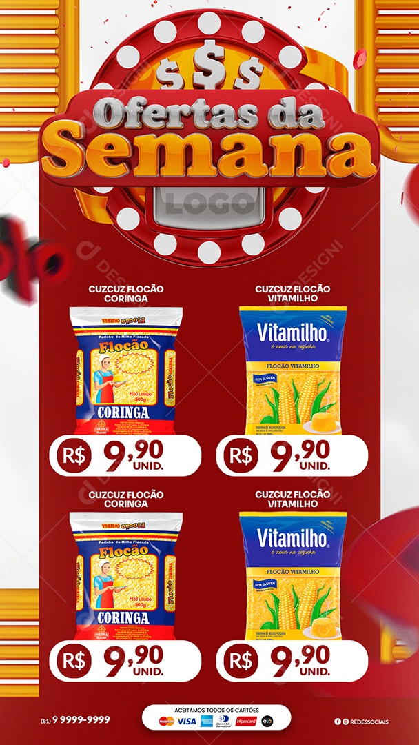 Story Social Media Encarte de Supermercado Ofertas da Semana PSD Editável