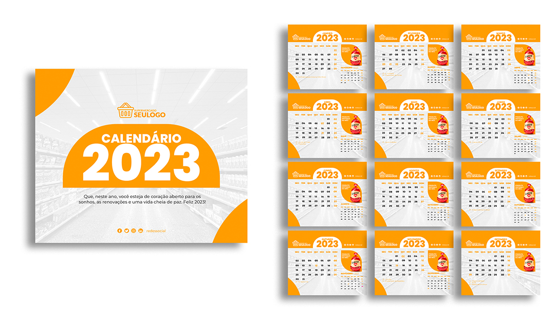 Modelo de Calendário 2023 PSD Editável