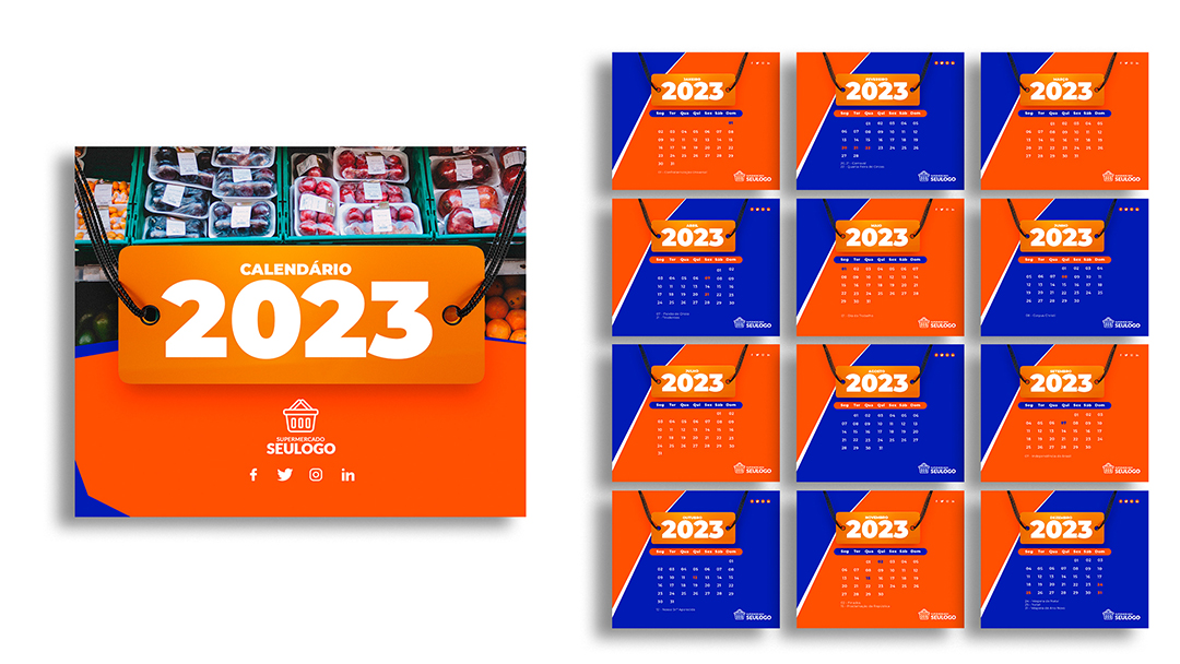 Modelo de Calendário 2023 PSD Editável