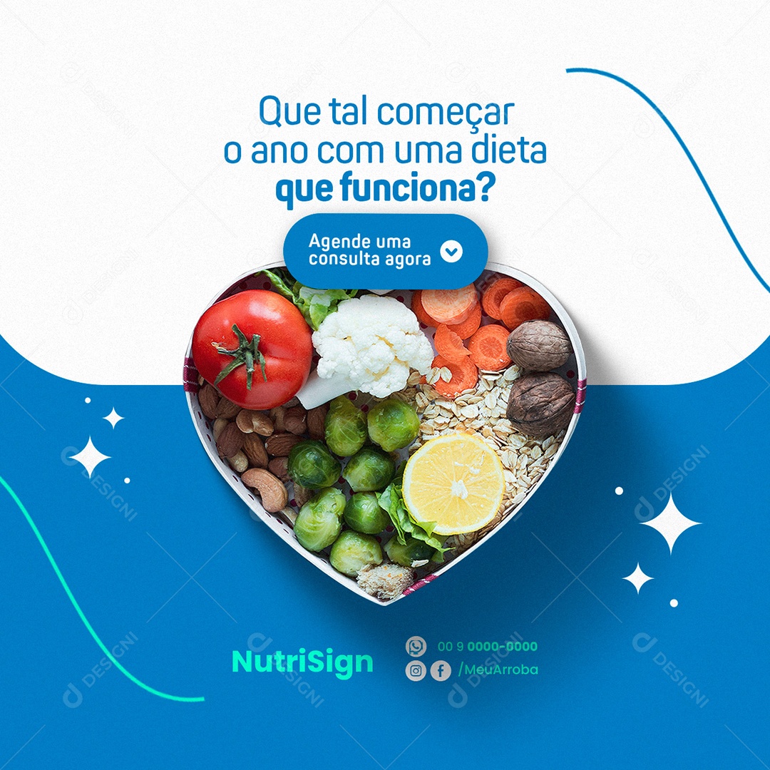 Que tal Começar o Ano com Uma Dieta Nutricionista Social Media PSD Editável