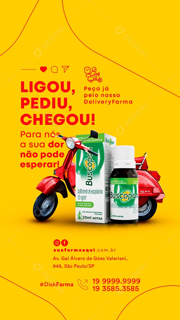 Story Ligou Pediu Chegou Farmácia Social Media PSD Editável