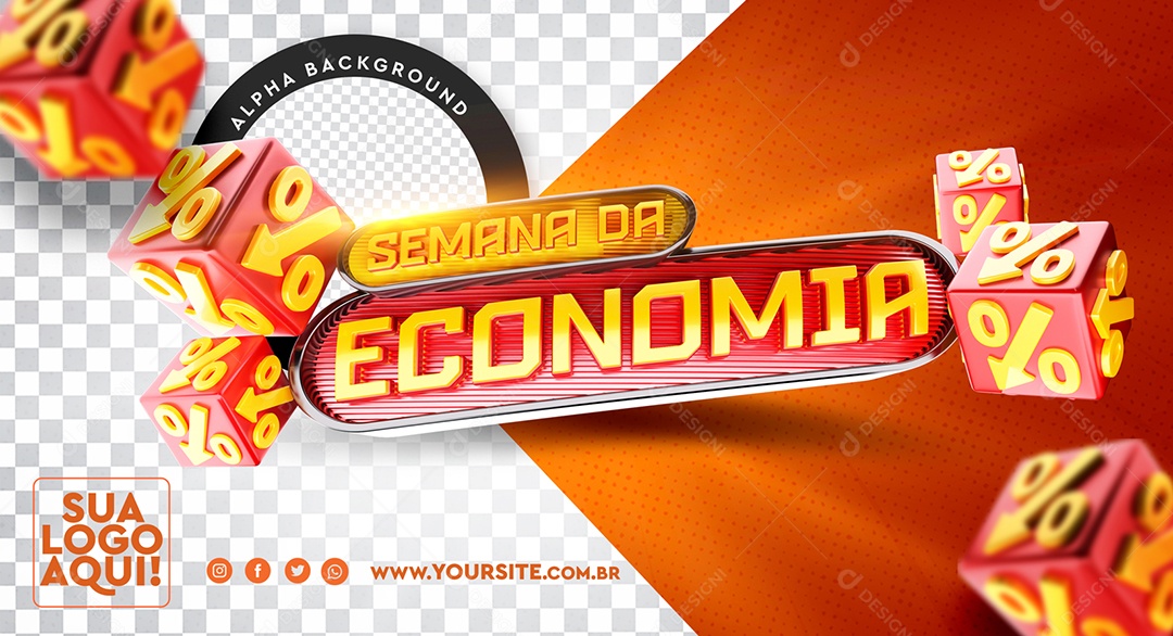 Selo 3D para Composição Fim de Semana da Economia PSD [download] - Designi