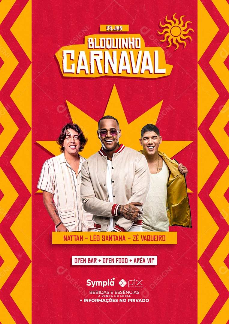 Bloquinho Carnaval Léo Santana Nattan Zé Vaqueiro Flyers Social Media Psd Editável Download 5559