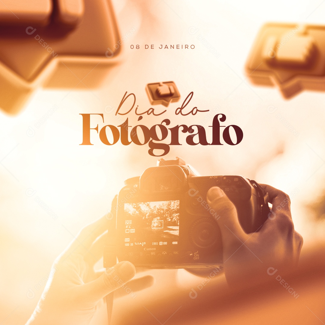 Dia do Fotógrafo 08 de Janeiro Parabéns Social Media PSD Editável