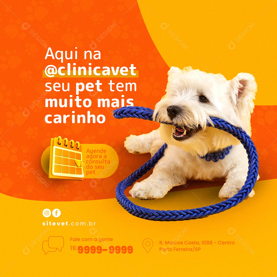 Aqui na Clínica Veterinária Social Media PSD Editável