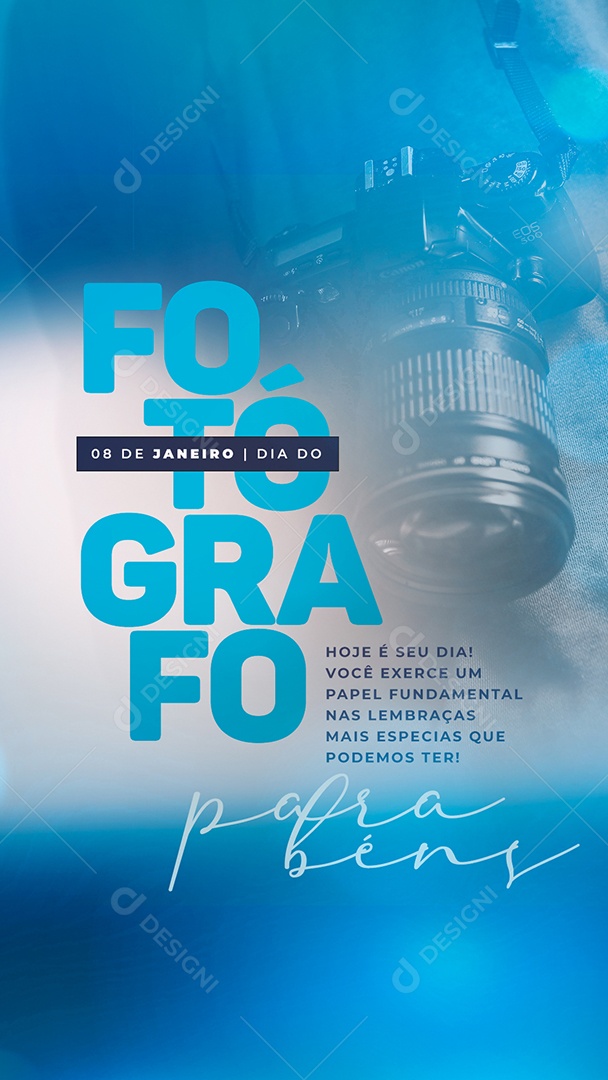 Story Hoje é Seu Dia 8 de Janeiro Dia do Fotógrafo Social Media PSD Editável