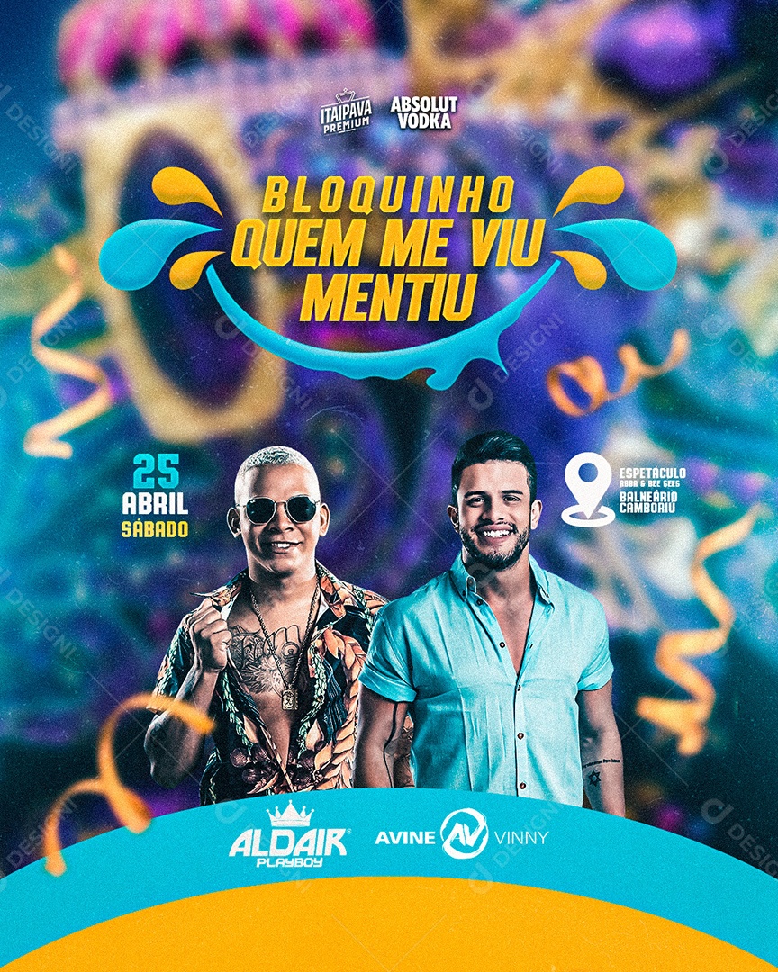 Flyer de Carnaval Aldair Playboy e Avine Vinny Social Media PSD Editável