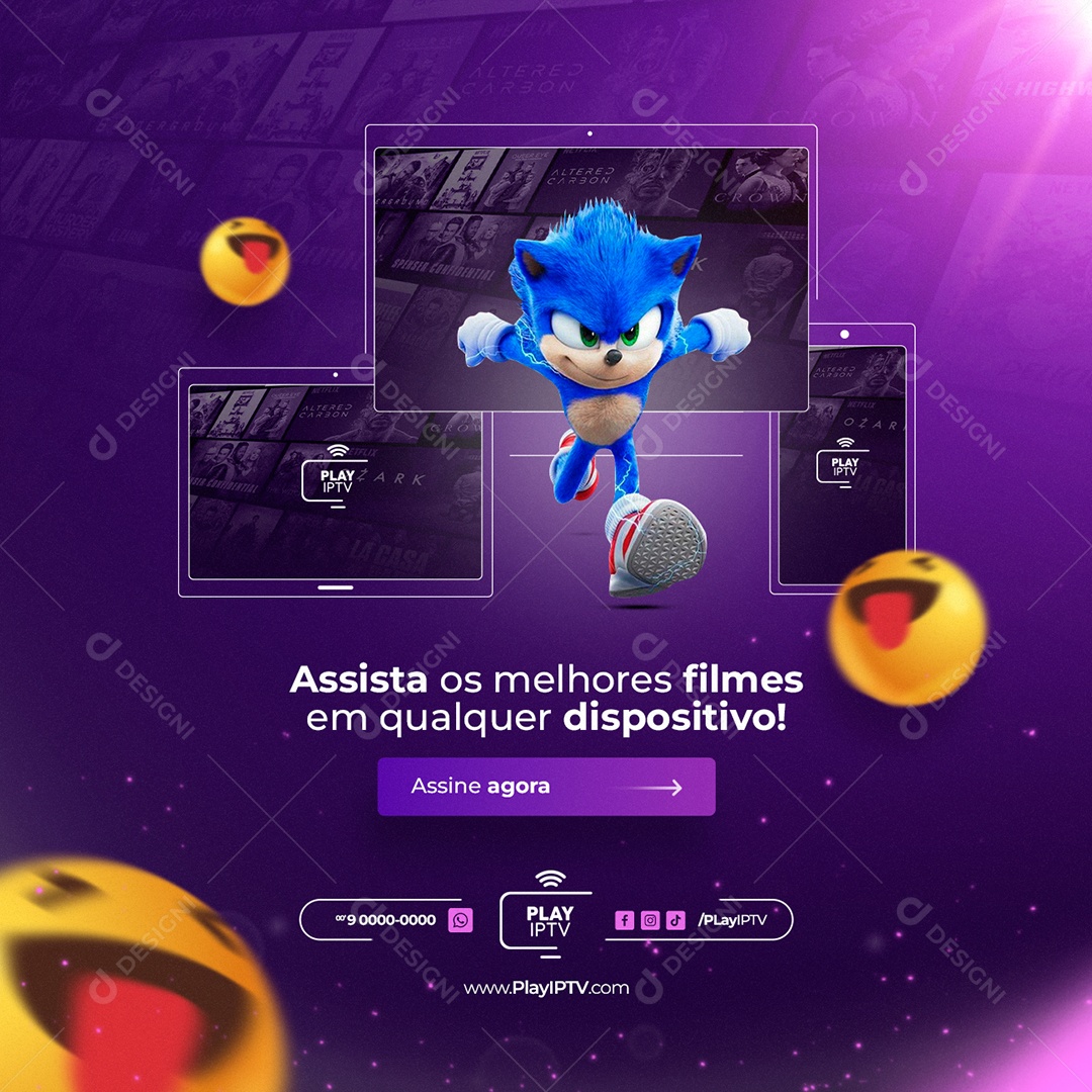 Dê O Play IPTV Teste Grátis Hoje Mesmo Social Media PSD Editável [download]  - Designi