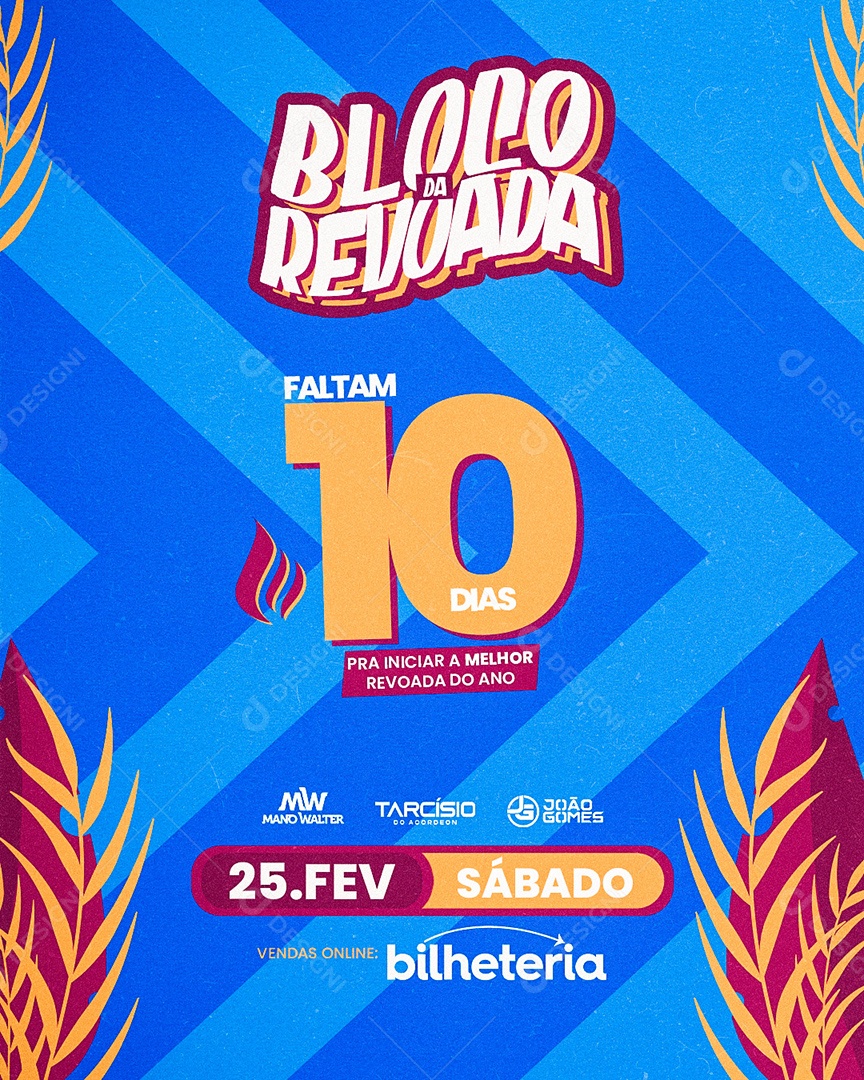 Flyer de Carnaval Bloco da Revoada Social Media PSD Editável