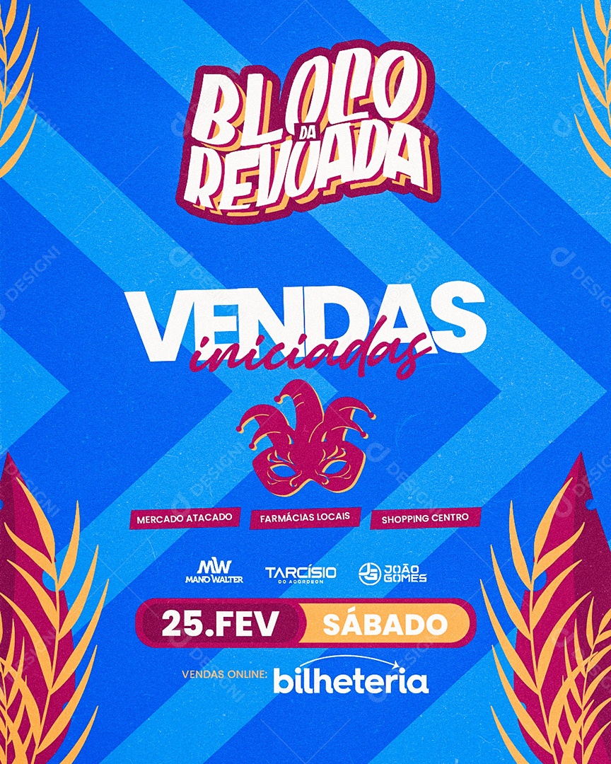 Flyer de Carnaval Bloco da Revoada Social Media PSD Editável