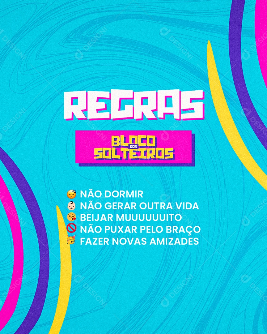 Carnival Flyer Bloco dos Solteiros Rules Social Media Editable PSD