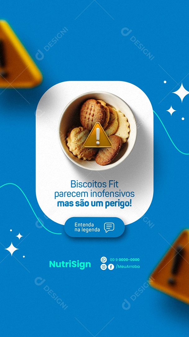 Story Biscoitos Fit Parecem Inofensivos Nutricionista Social Media PSD Editável