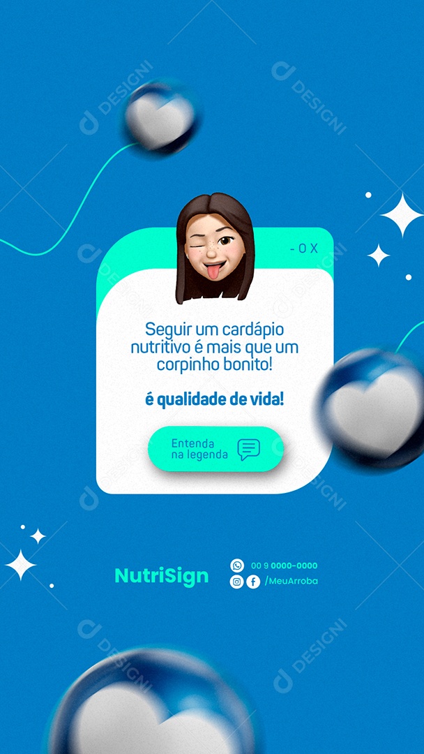 Story Seguir um Cardápio Nutritivo Nutricionista Social Media PSD Editável