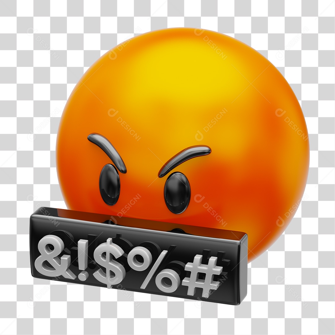 Elemento 3D Para Composição Emoji Com Reação Irritado PNG Transparente