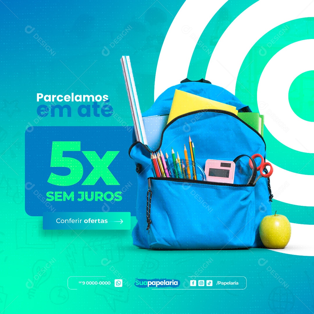 Volta Às Aulas 2023 Ofertas Papelaria Social Media PSD Editável