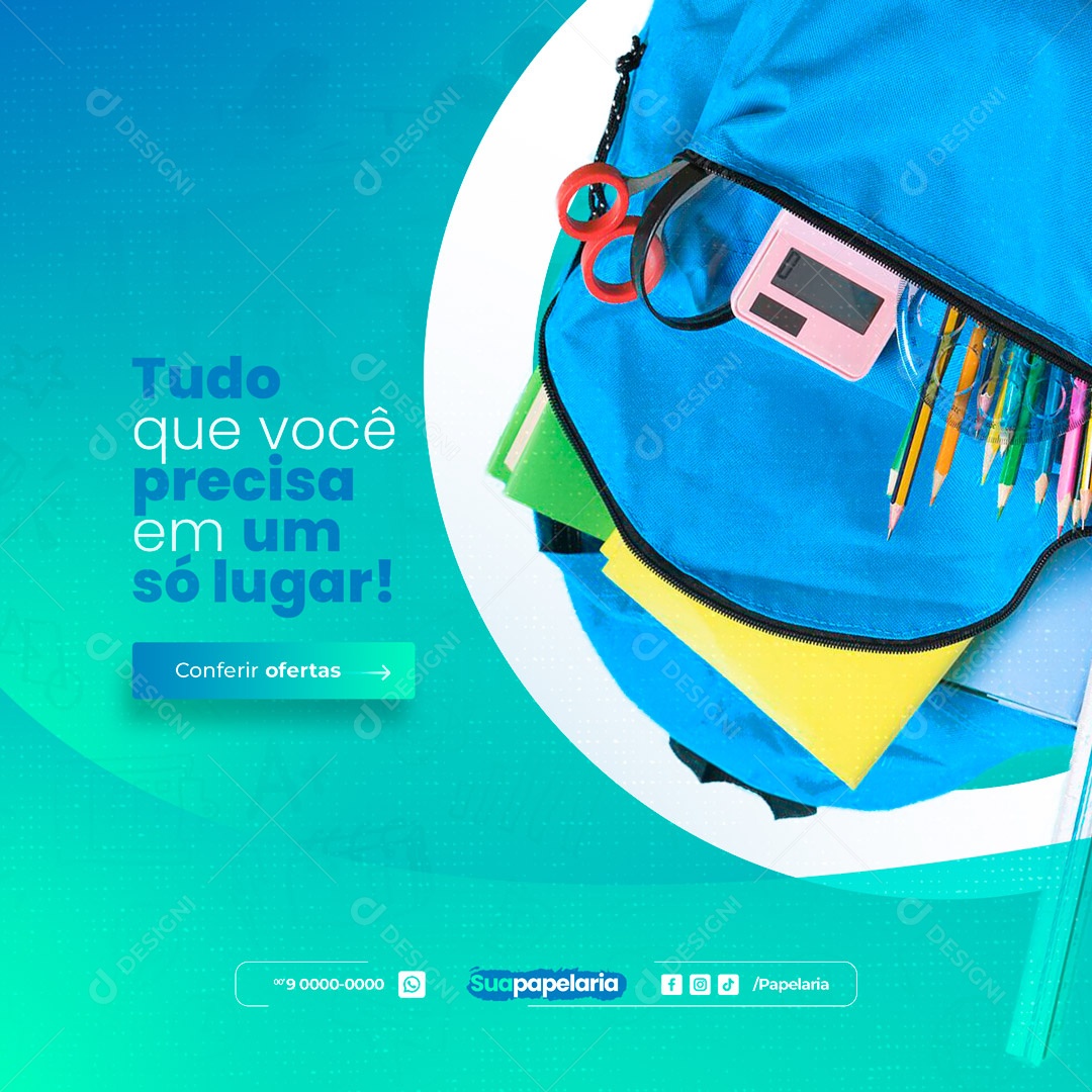 Volta Às Aulas 2023 Papelaria Social Media PSD Editável