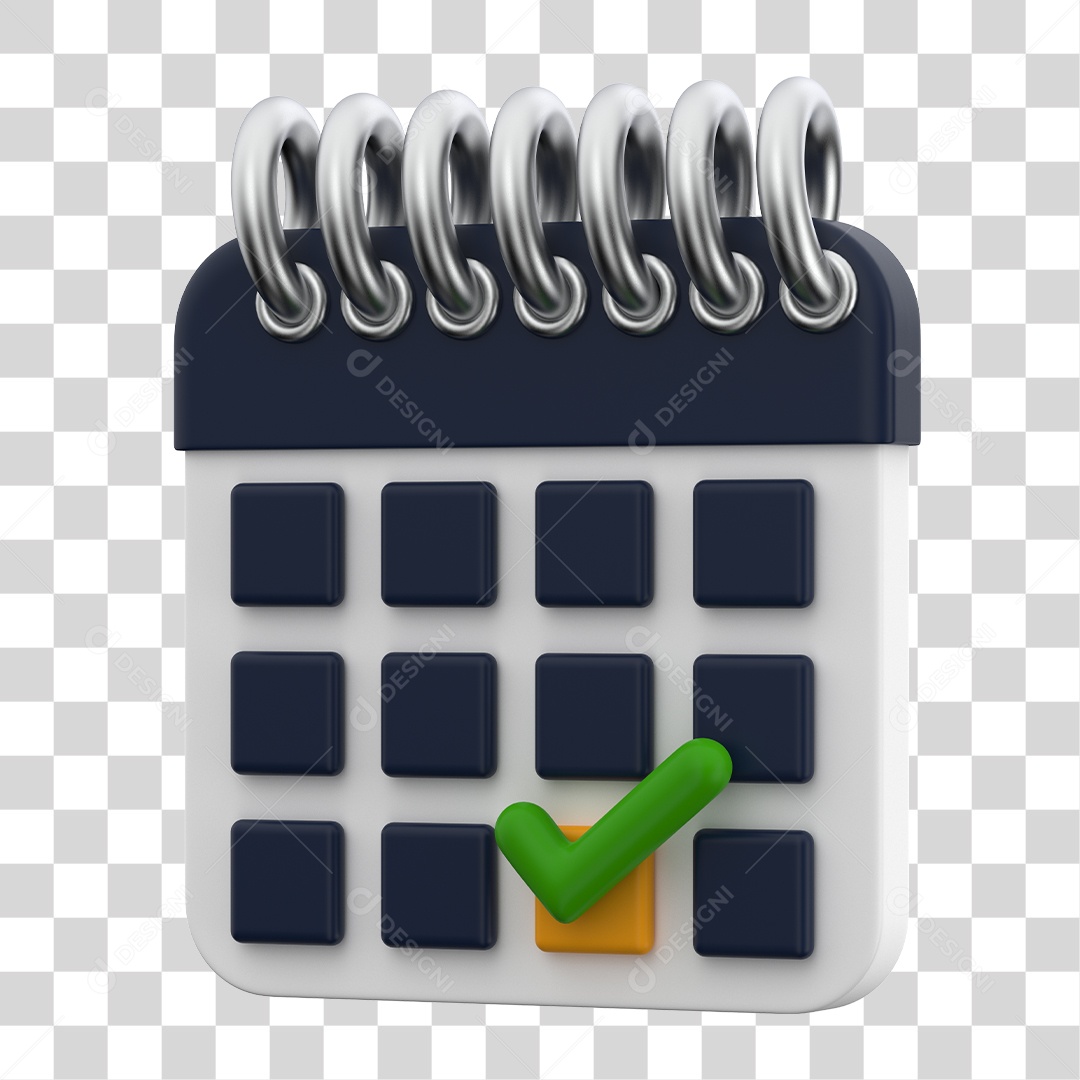 Elemento 3D Para Composição Calendário Preto e Branco PNG Transparente