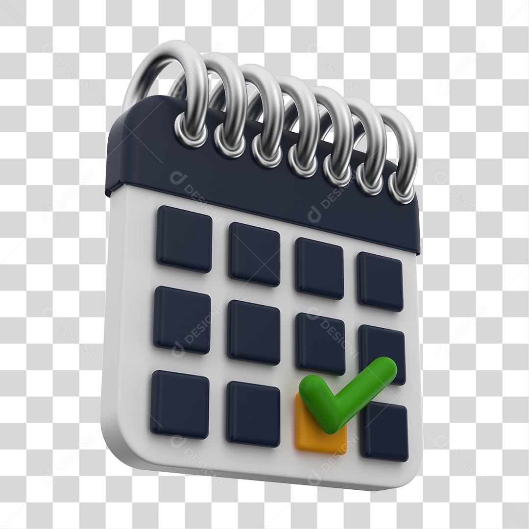 Elemento 3D Para Composição Calendário Preto e Branco PNG Transparente