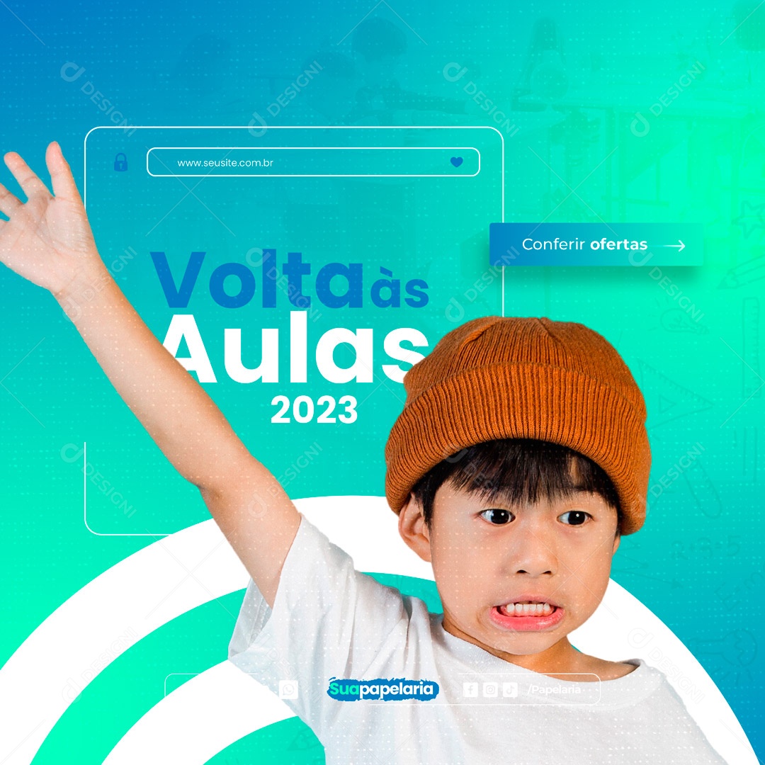 Volta Às Aulas 2023 Papelaria Social Media PSD Editável